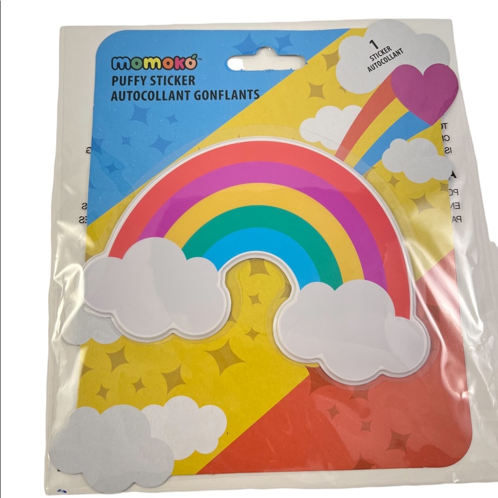Jumbo puffy rainbow with cloud sticker